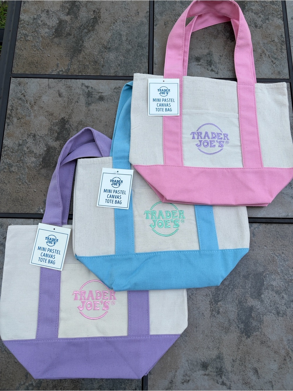 Trader Joe’s Cutest Canvas Tote Bags — Blue, Pink, and Lavender Accent $19 Each
